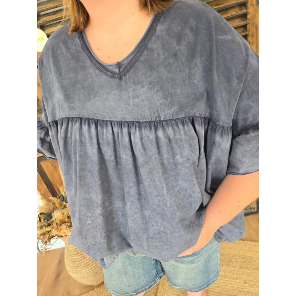 Blouse t-shirt oversize Ginette marine