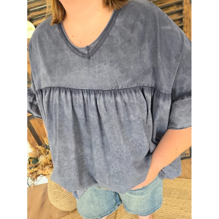 Blouse t-shirt oversize Ginette marine
