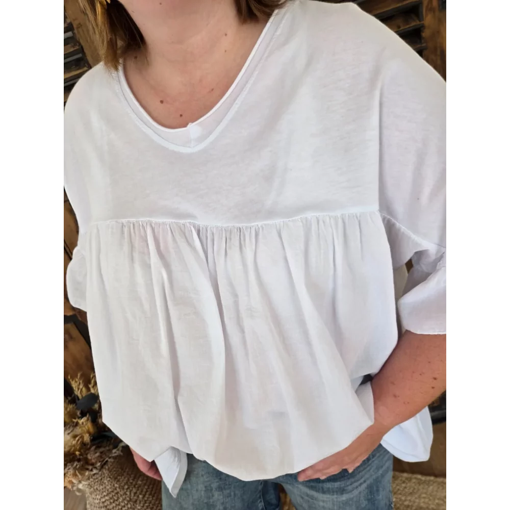 Blouse t-shirt oversize Ginette blanc