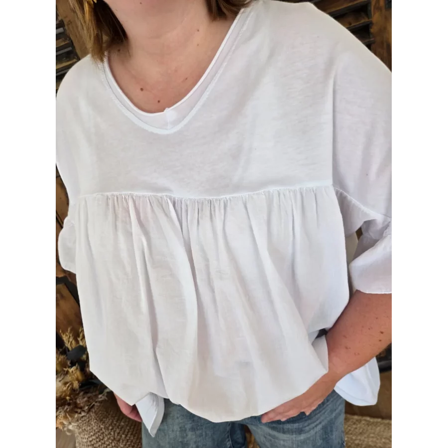 Blouse t-shirt oversize Ginette blanc