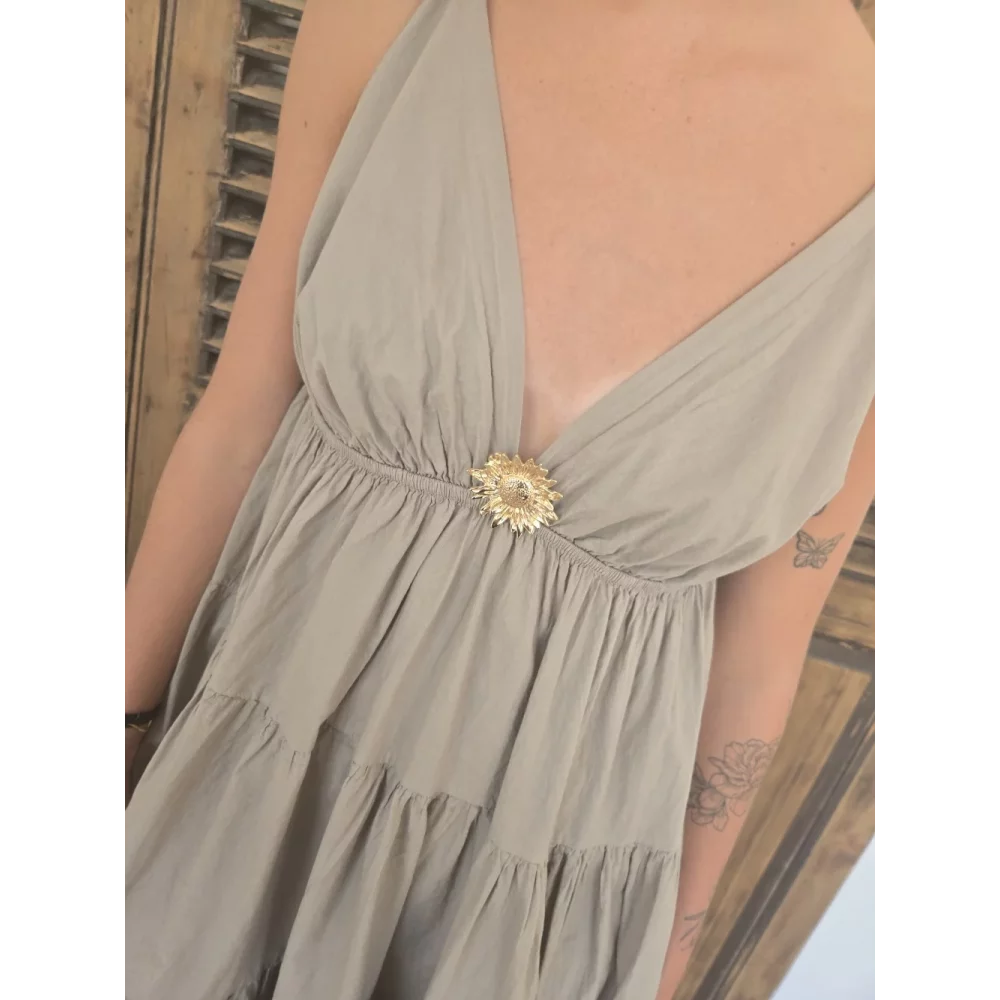 Robe bretelles Georgette taupe tournesol