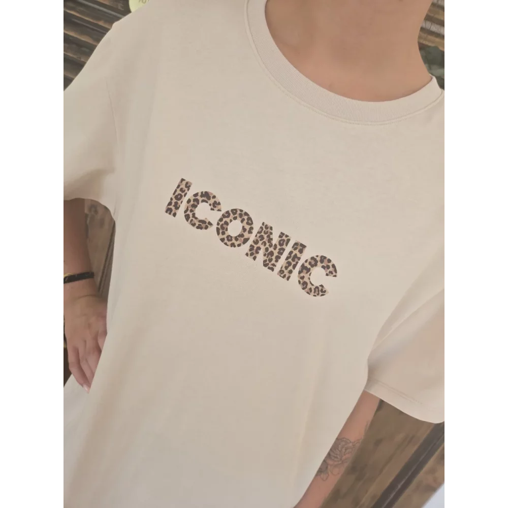Robe T-shirt beige Iconic leopard