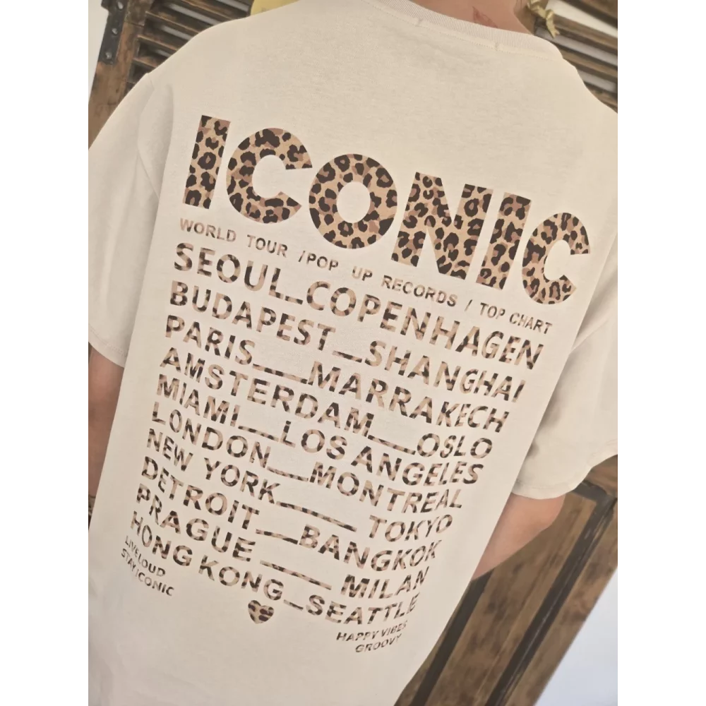 Robe T-shirt beige Iconic leopard