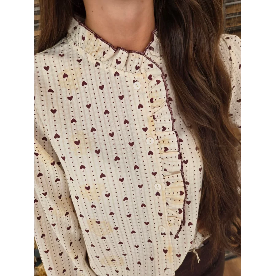 Chemise Alix beige coeur choco