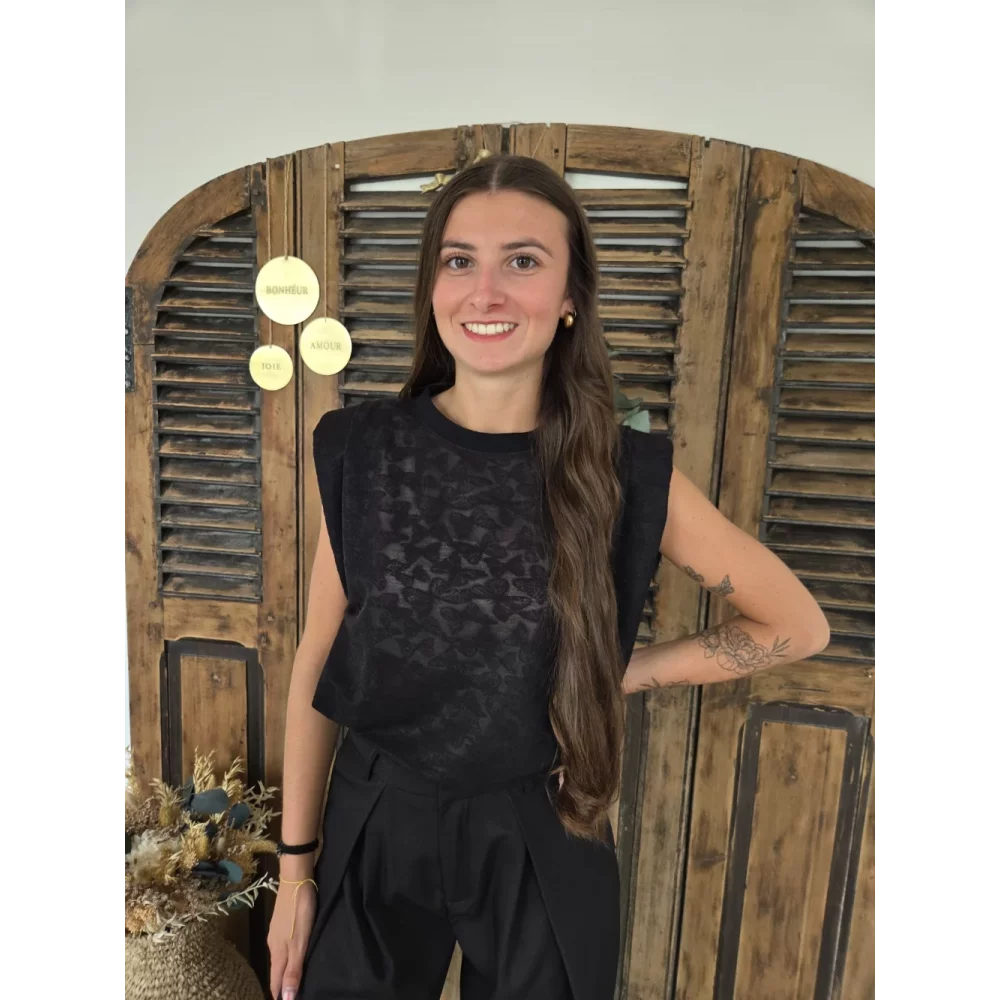 Blouse Anouk dentelle noir papillons