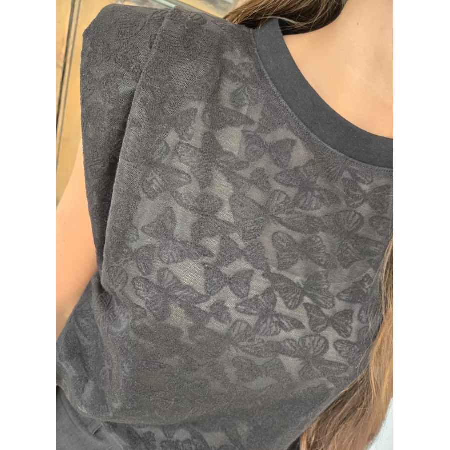 Blouse Anouk dentelle noir papillons