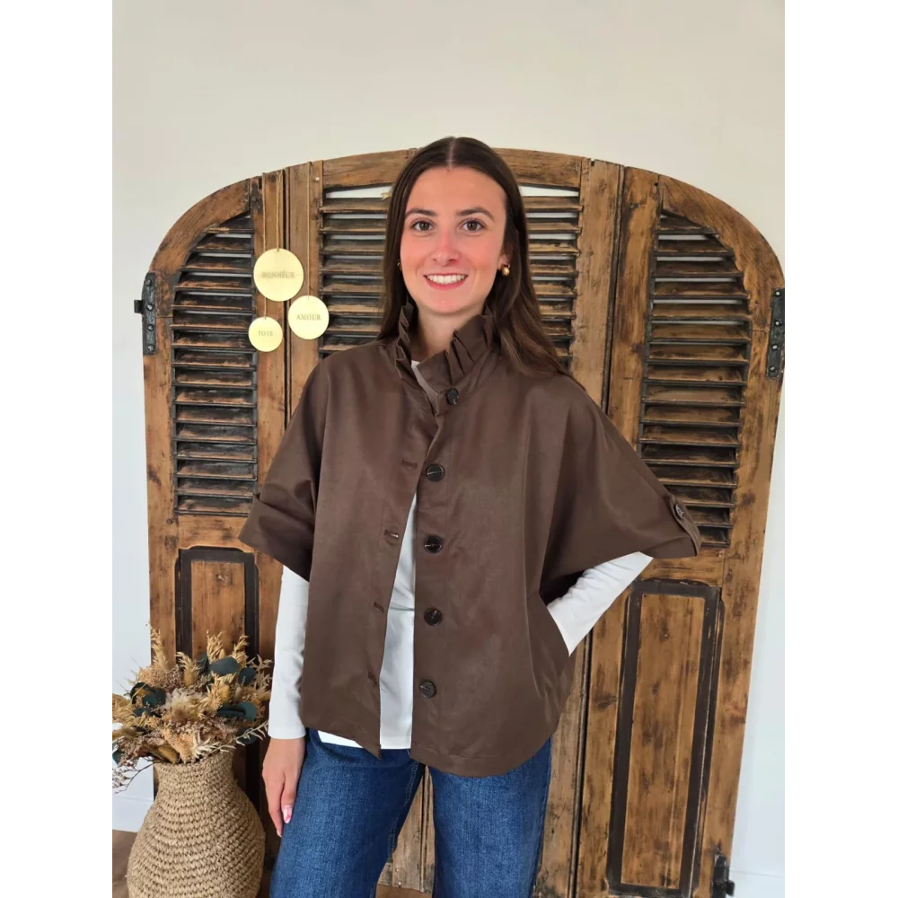 Veste Cape Angele choco col victorien