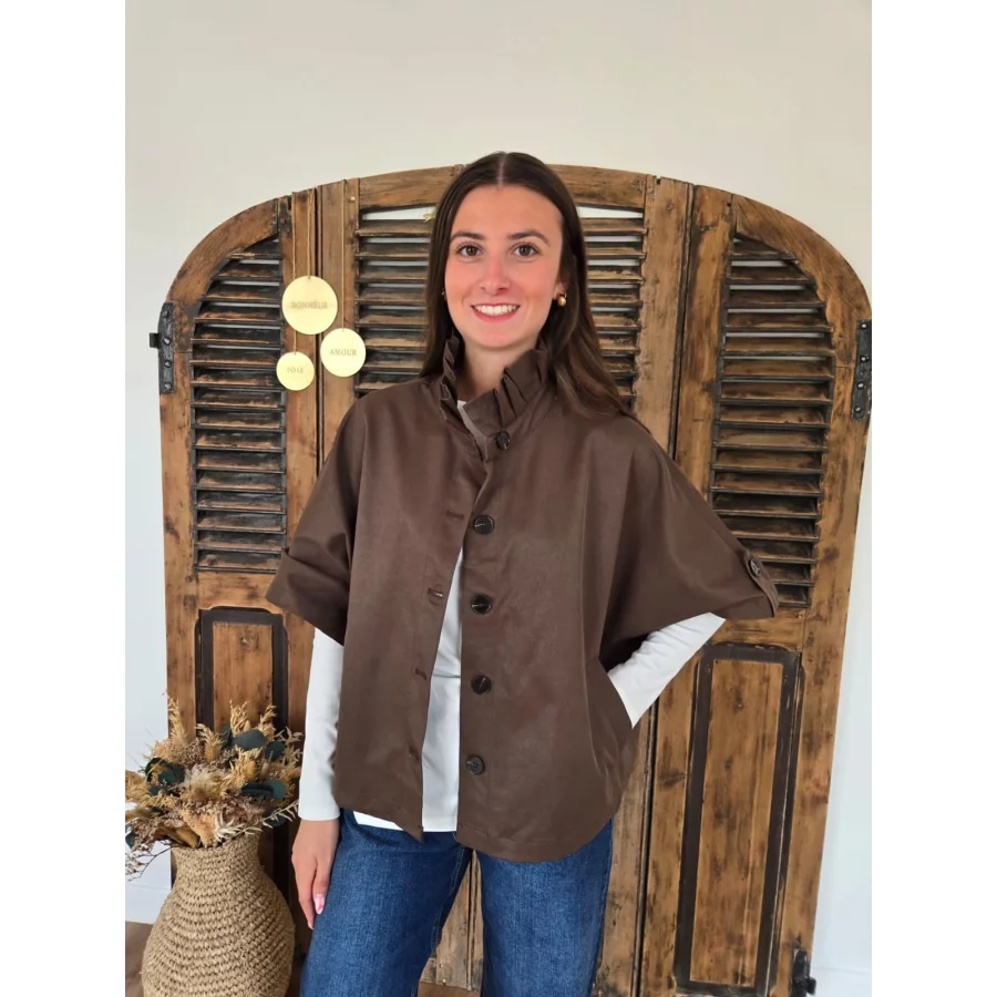 Veste Cape Angele choco col victorien