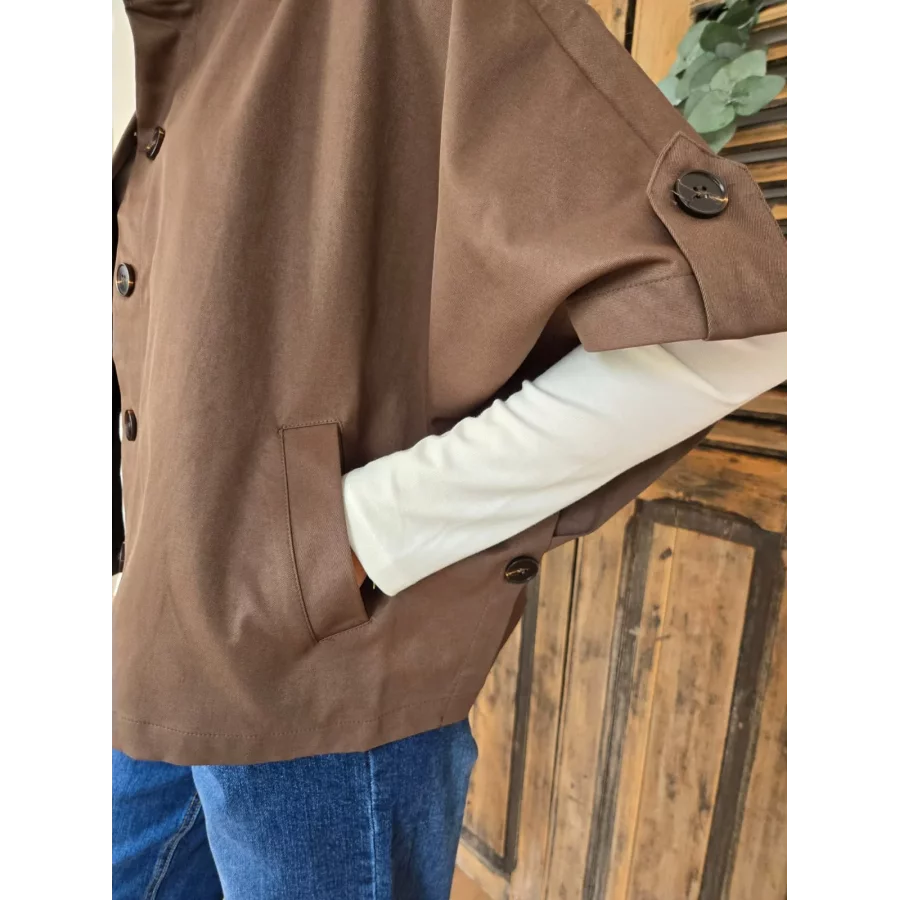 Veste Cape Angele choco col victorien