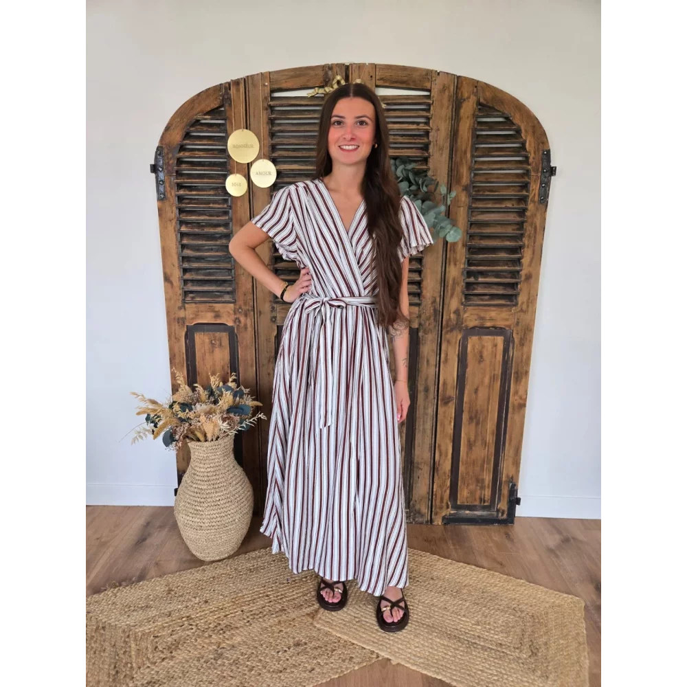 Robe longue Marion rayures choco