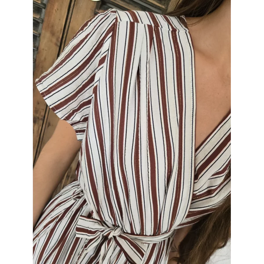 Robe longue Marion rayures choco