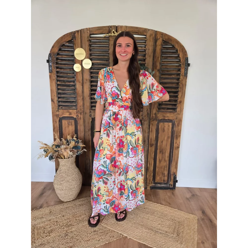 Robe longue Adele fleurs colorées