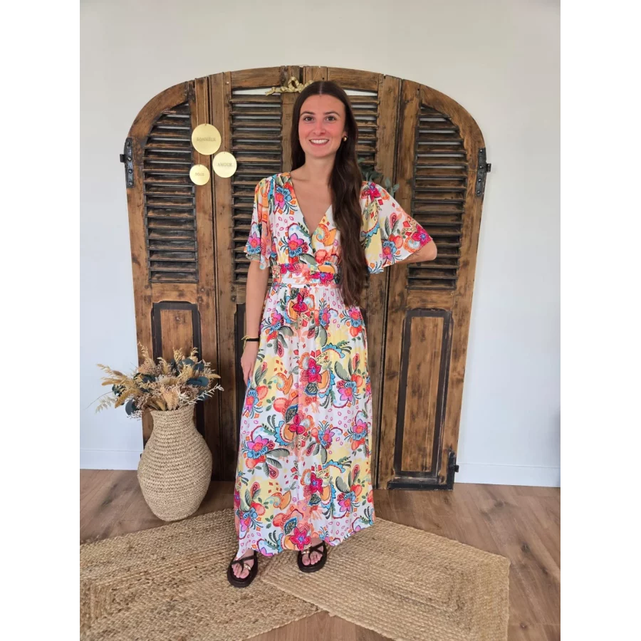 Robe longue Adele fleurs colorées
