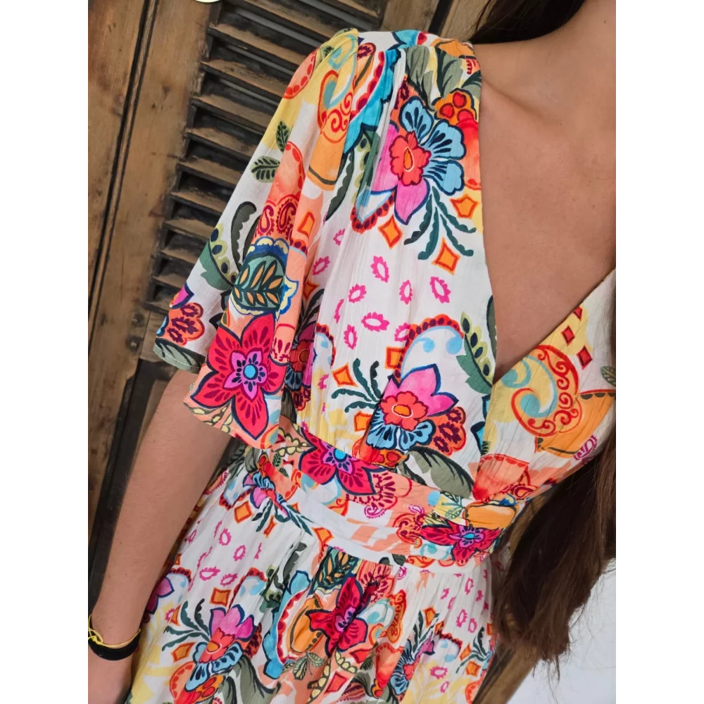 Robe longue Adele fleurs colorées