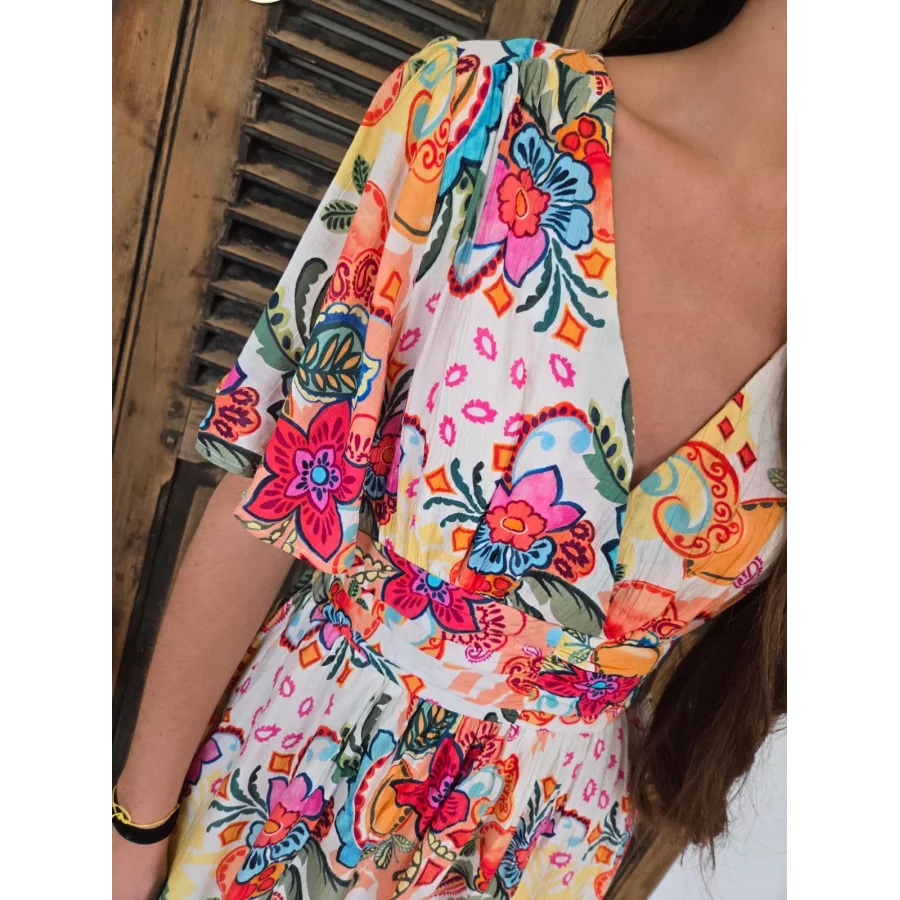Robe longue Adele fleurs colorées