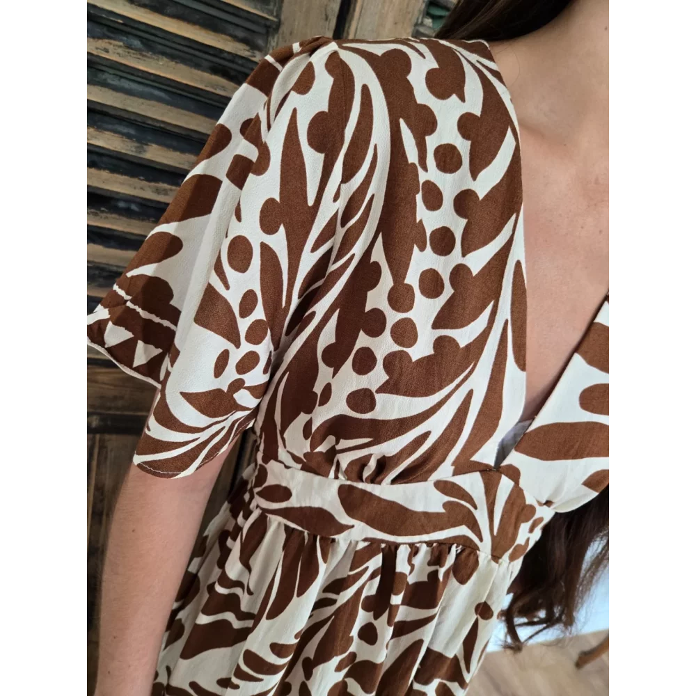 Robe longue Maeva beige et choco