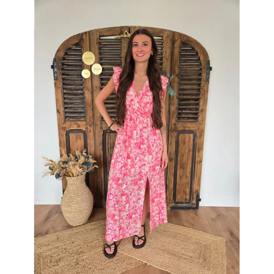 Robe longue Noelie cashmere fuchsia