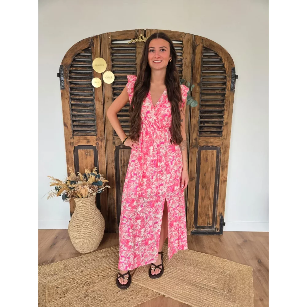 Robe longue Noelie cashmere fuchsia