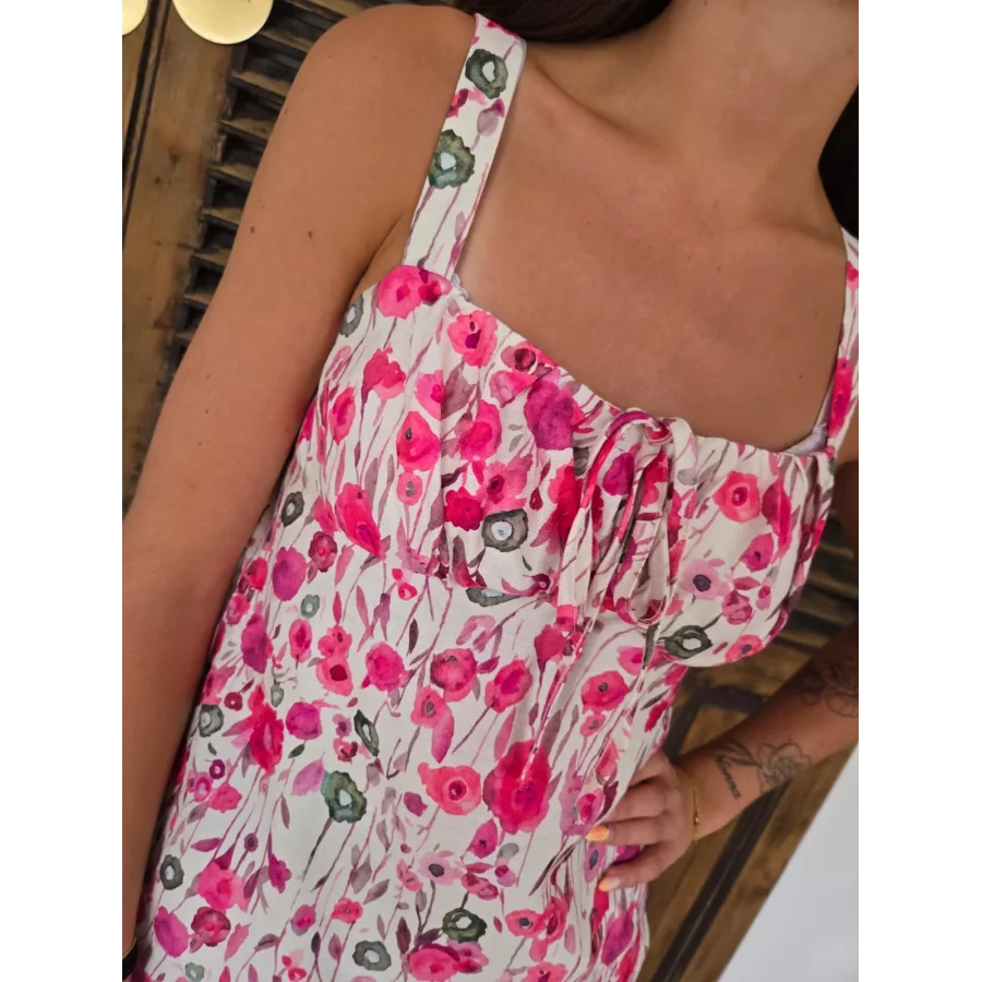 Top Remi fleurs fuchsia