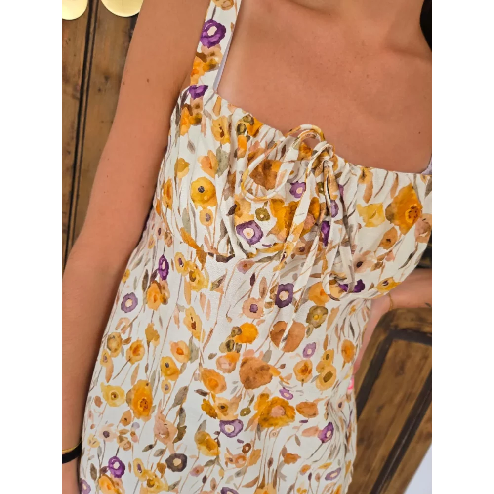 Top Remi fleurs jaune