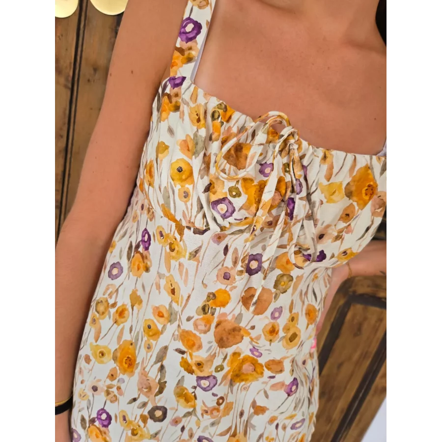 Top Remi fleurs jaune