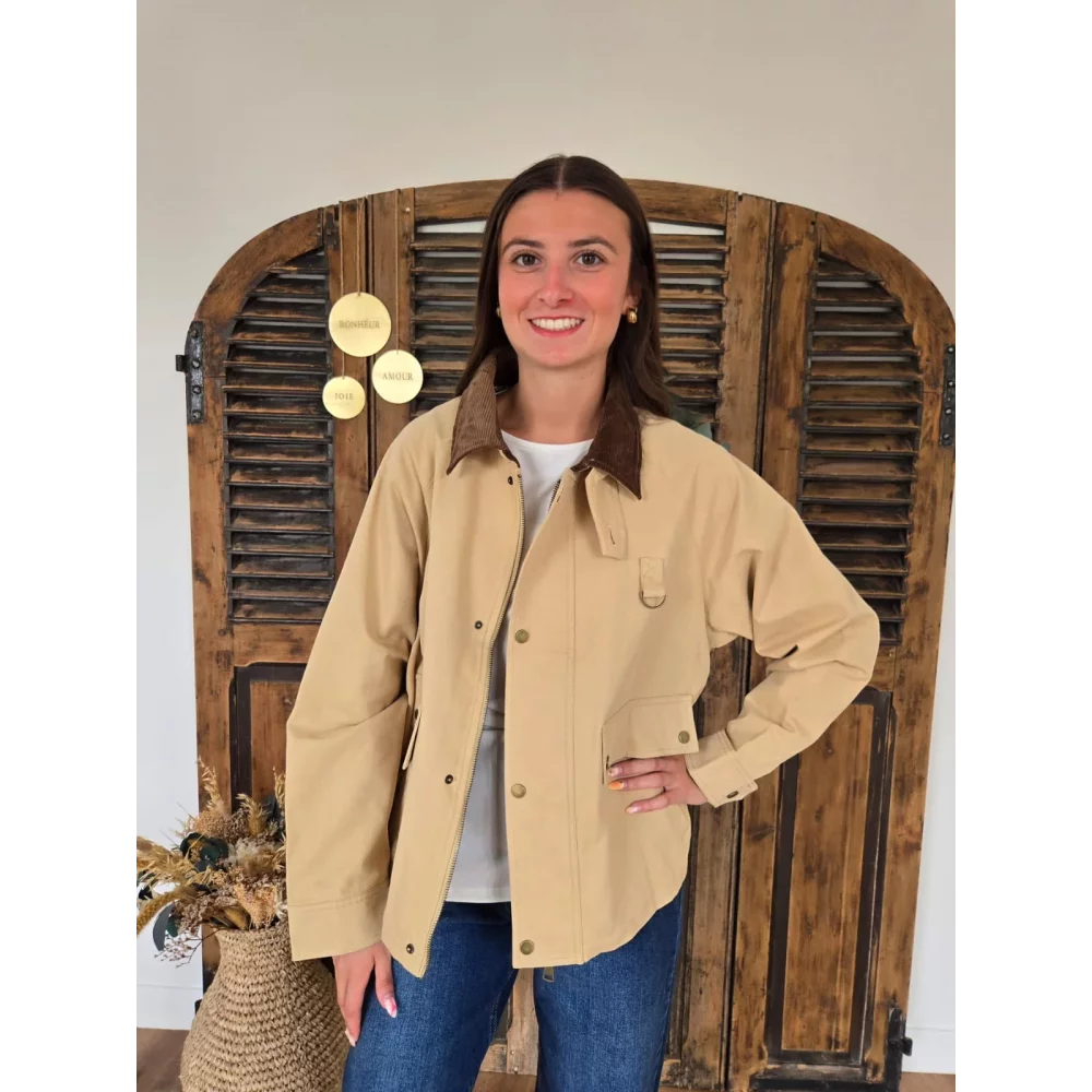 Veste Betty beige col velours