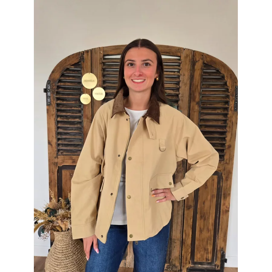 Veste Betty beige col velours