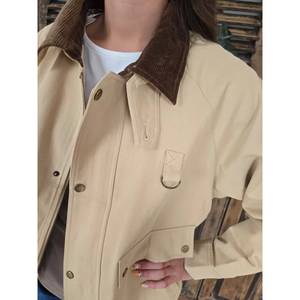 Veste Betty beige col velours
