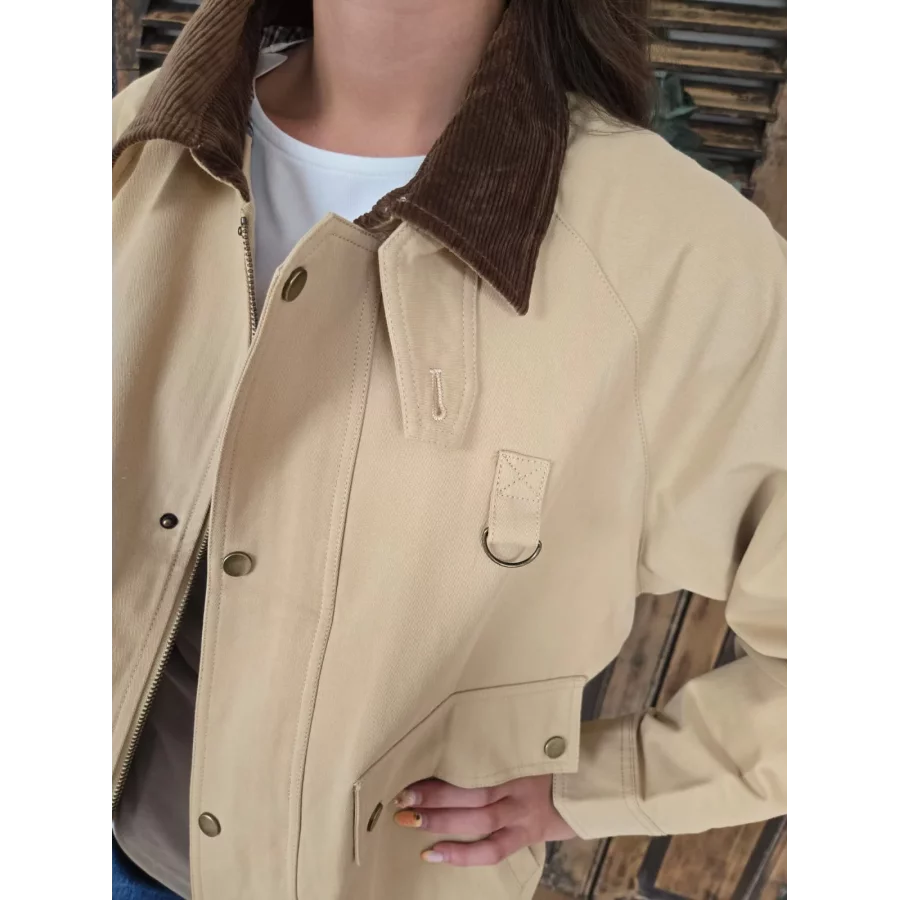 Veste Betty beige col velours