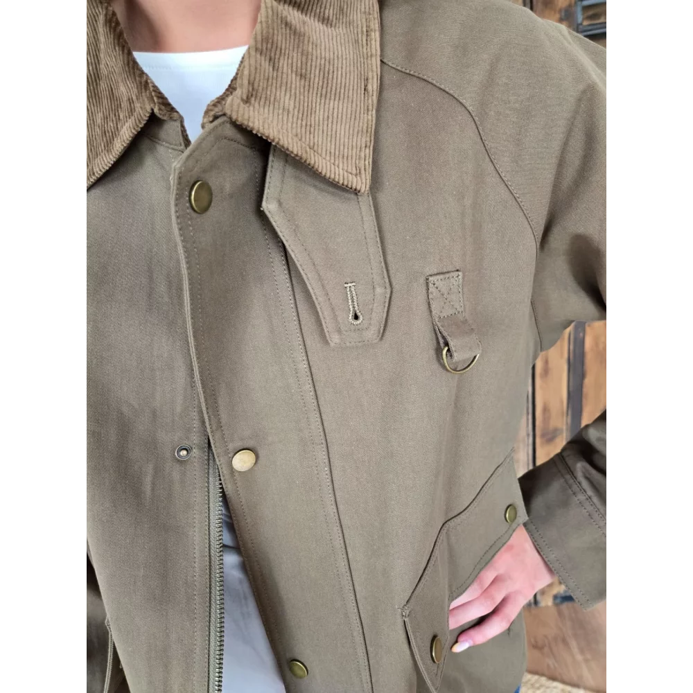 Veste Betty kaki col velours