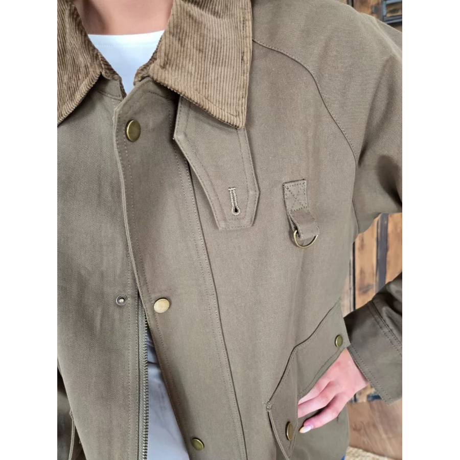 Veste Betty kaki col velours