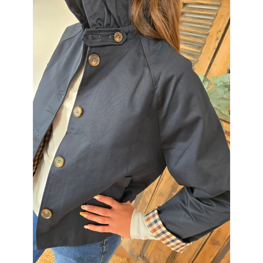 Veste Aurore bleu marine col victorien