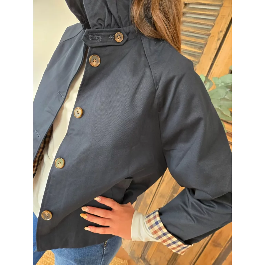 Veste Aurore bleu marine col victorien