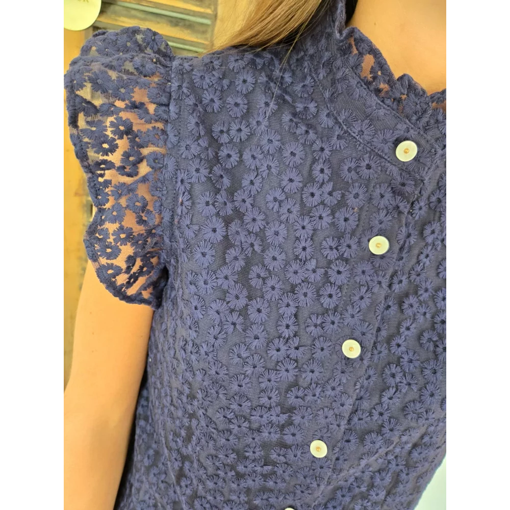 Chemise Margaux dentelle bleu marine