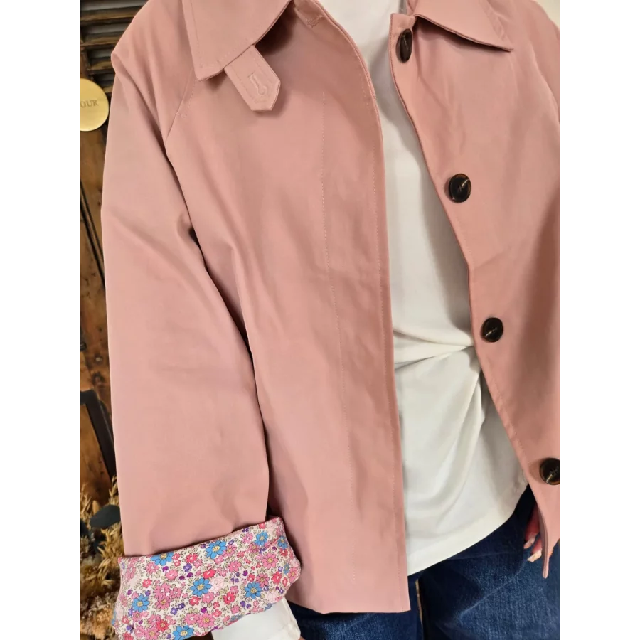 Veste Anne rose doublure fleurie