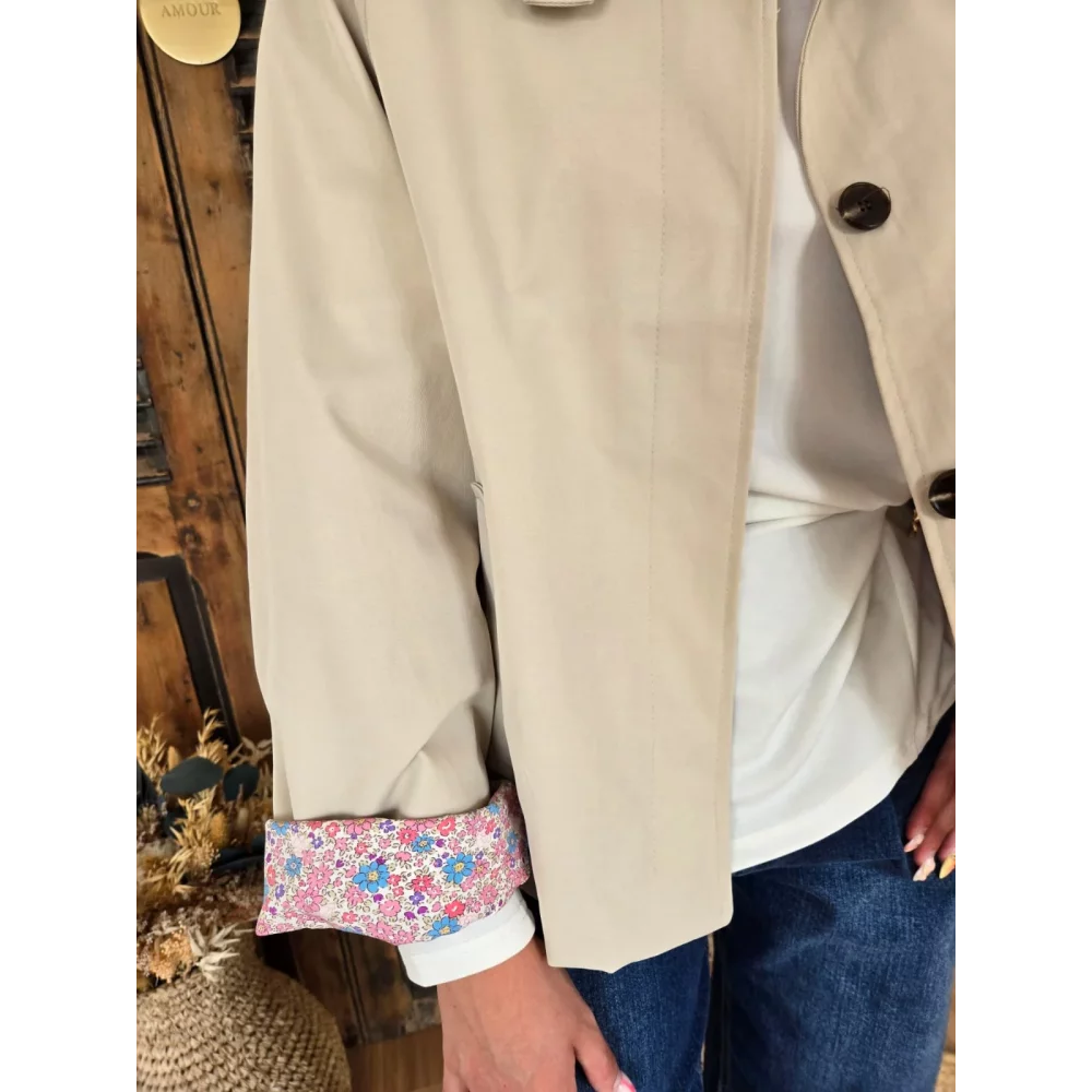 Veste Anne beige doublure fleurie