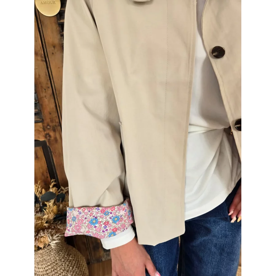 Veste Anne beige doublure fleurie