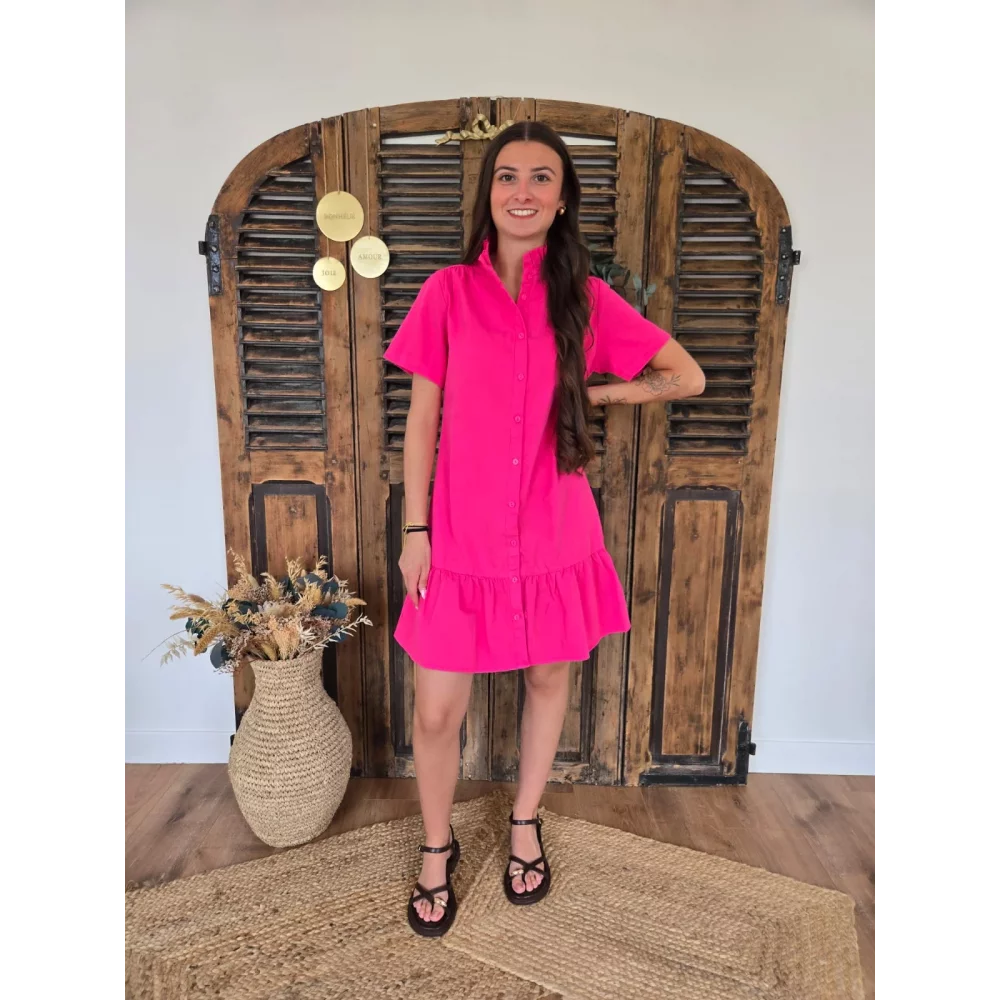Robe Lise fuchsia col victorien