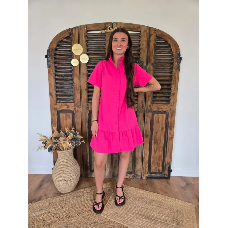 Robe Lise fuchsia col victorien