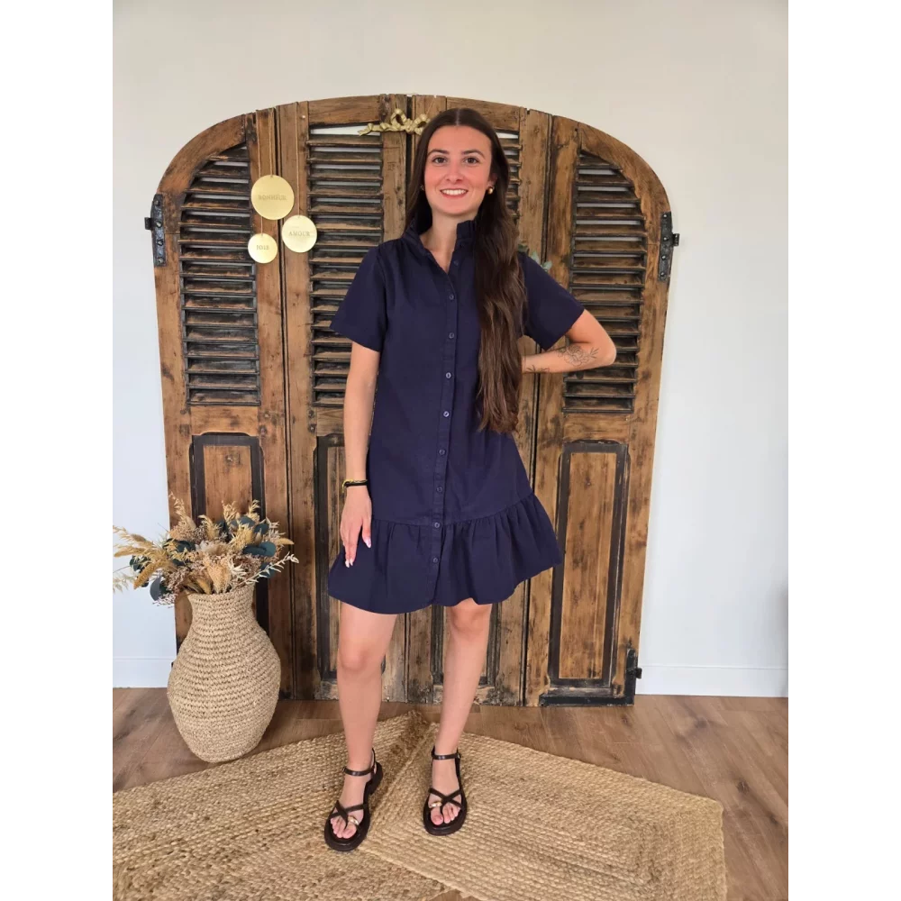 Robe Lise bleu marine col victorien R6807 InA86