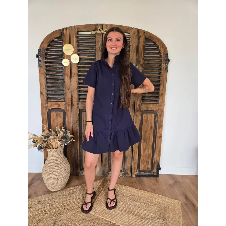 Robe Lise bleu marine col victorien R6807 InA86