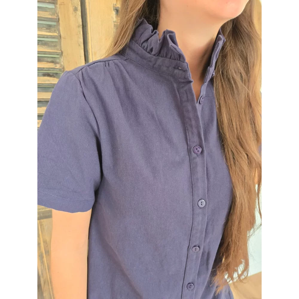 Robe Lise bleu marine col victorien R6807 InA86
