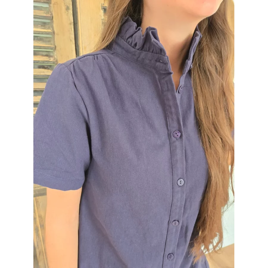 Robe Lise bleu marine col victorien R6807 InA86
