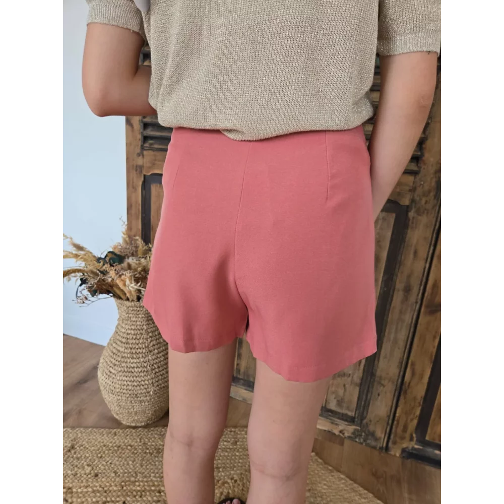 Jupe short Muriel rose bijoux doré