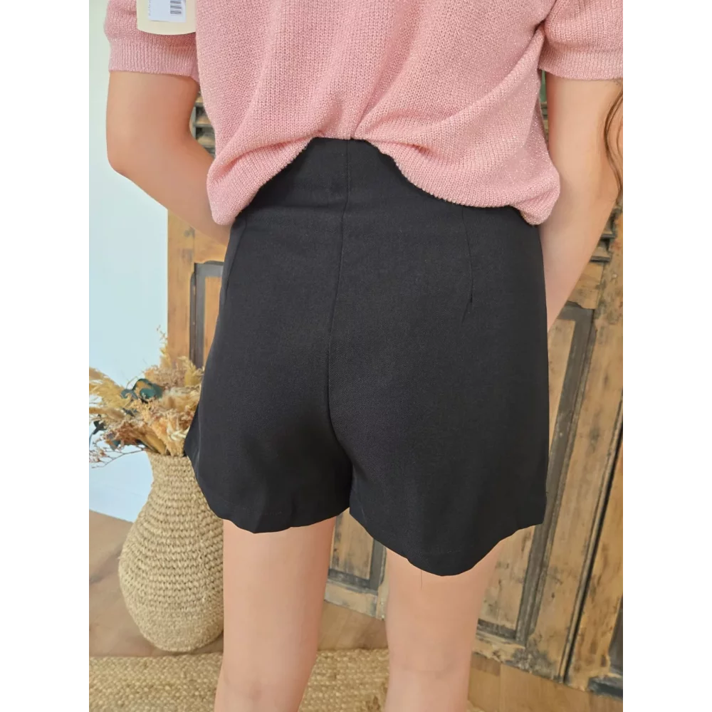 Jupe short Muriel noir bijoux doré