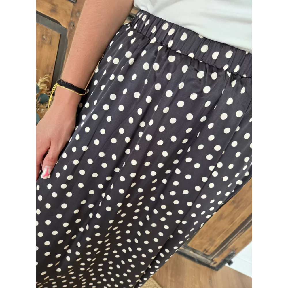Jupe Leana noir satinée pois blanc