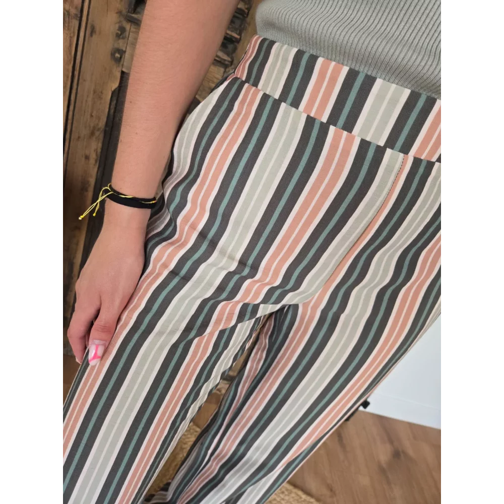 Pantalon fluide Colin rayures vertes