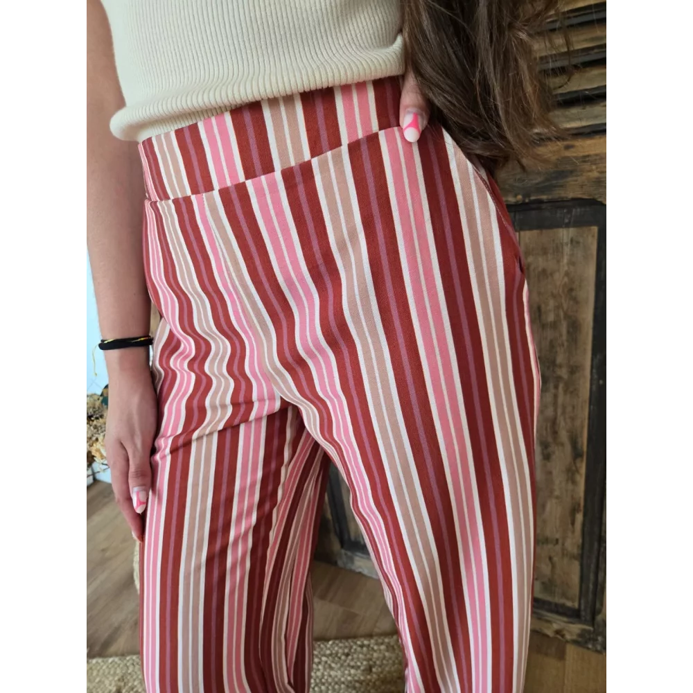 Pantalon fluide Colin rayures rose