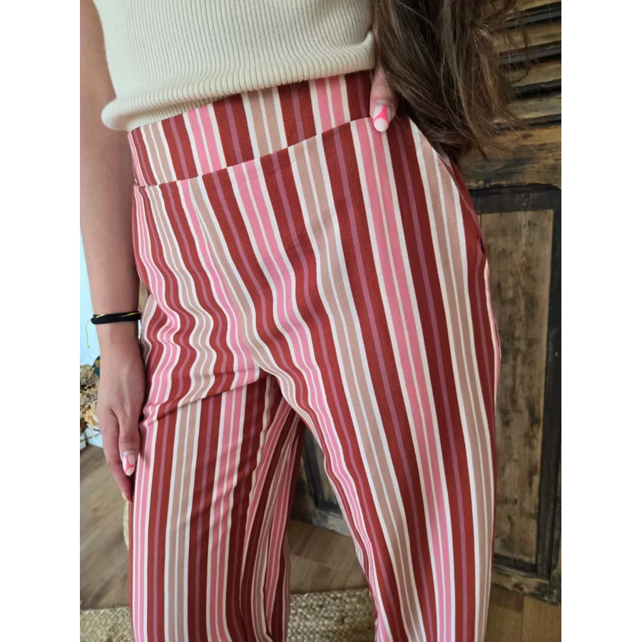 Pantalon fluide Colin rayures rose