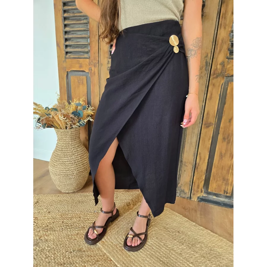 Jupe Manon noir et bijoux doré